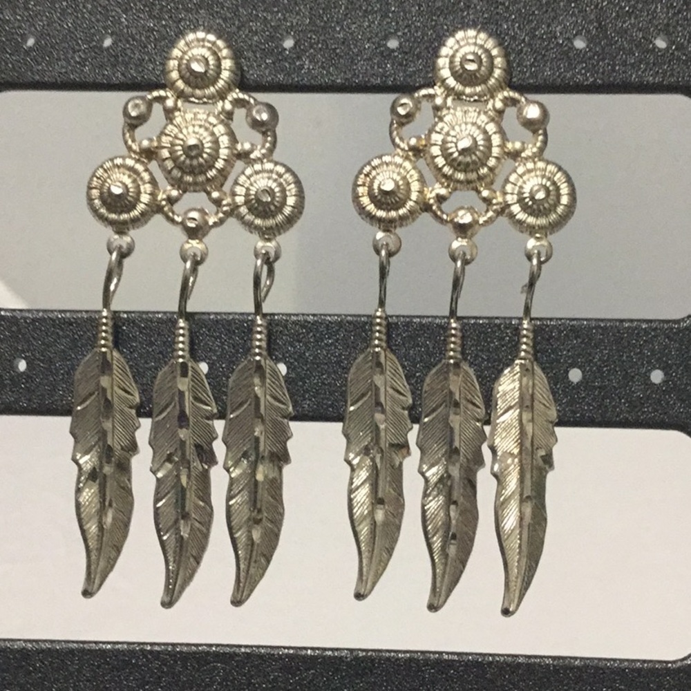 Sterling Silver Feather Dangle Posts - image 5